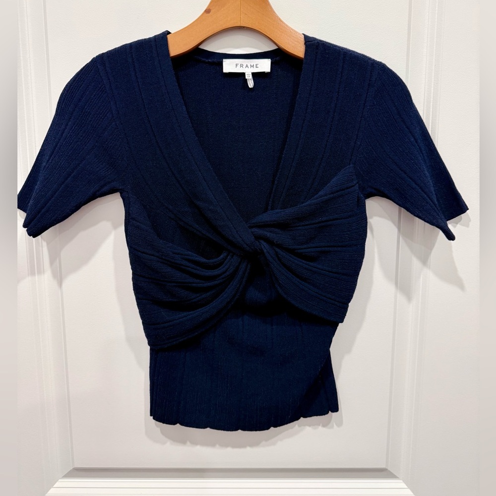 Frame Denim Dark Blue Textured Top